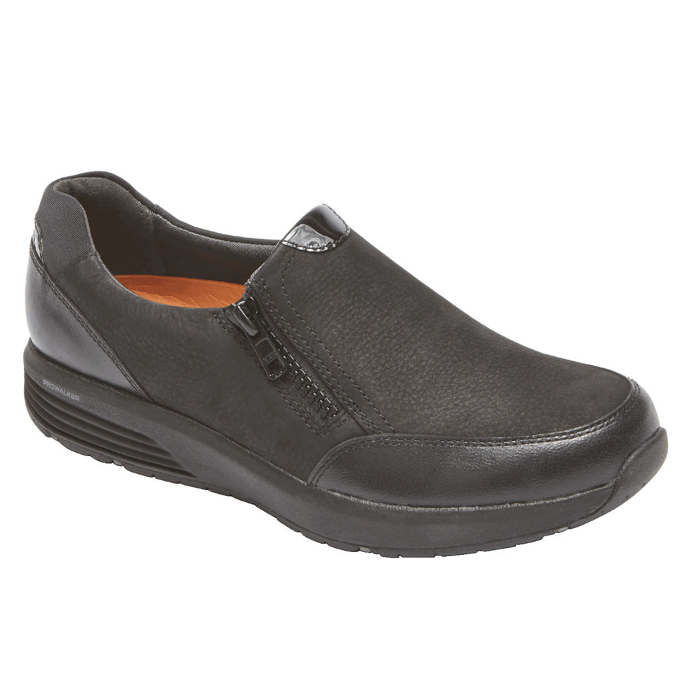 Rockport Slip-Ons Dame Svart - Trustride Side Zip - QJYL65829